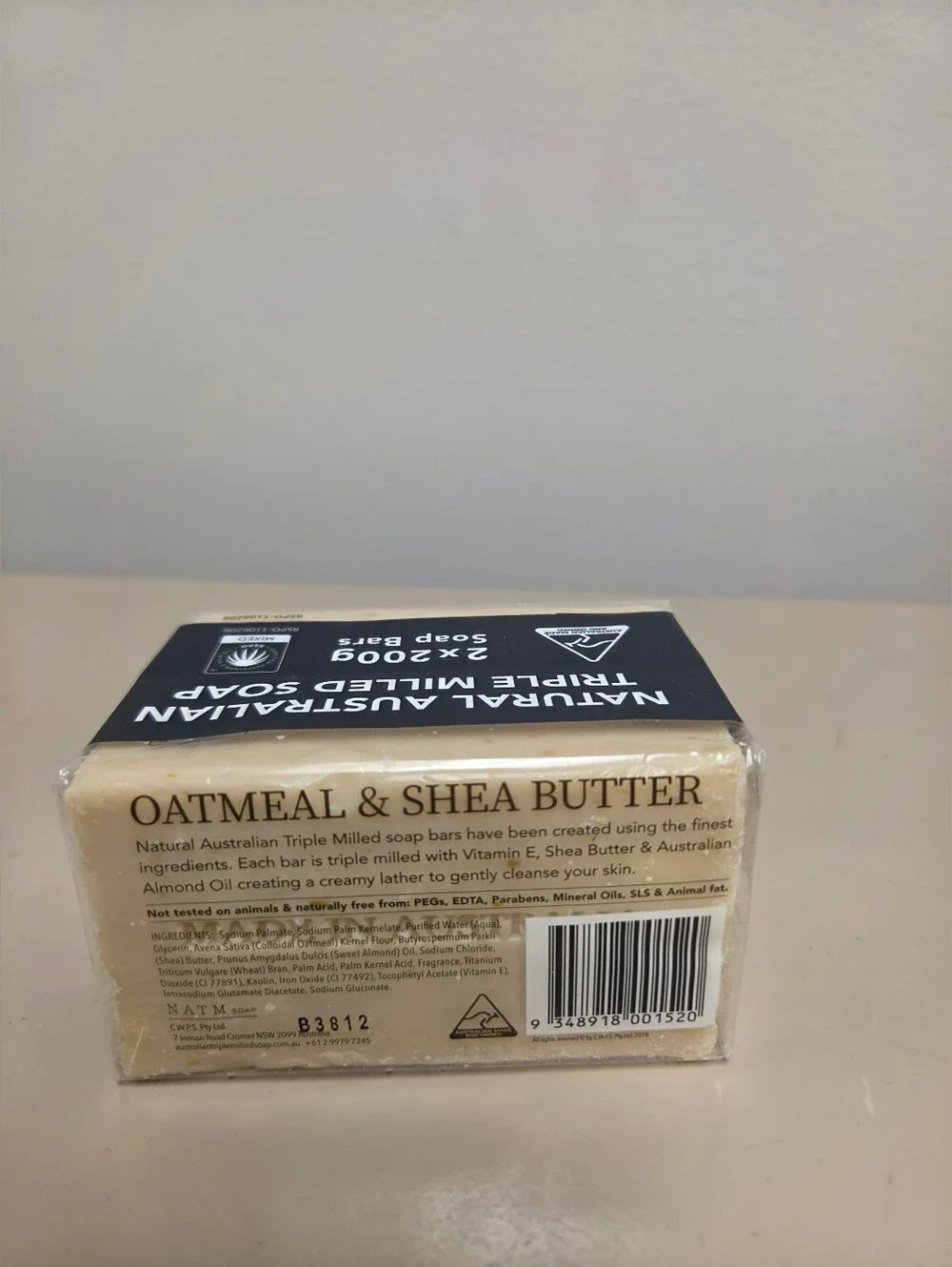 Oatmeal & Shea Butter Natural Soap Bar - Cream 2 Bars X 7 Oz